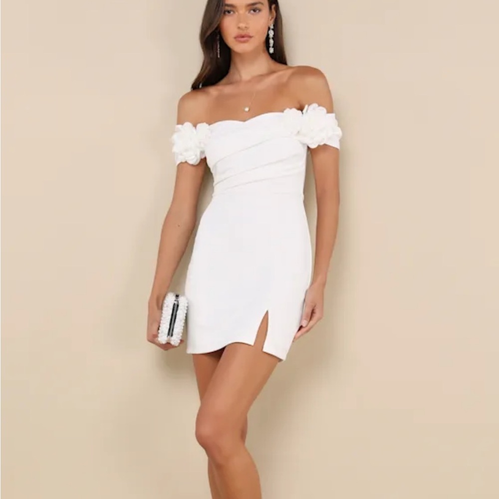 Lulu's White Off-Shoulder Mini Dress